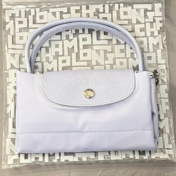 Longchamp Small Le Pliage Green Recycled Canvas Top Handle Bag, SKY BLUE, - Picture 5 of 8